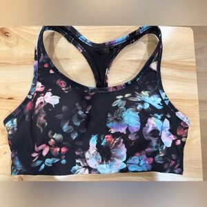 Black Floral Racerback Sports Bra - Women's Intimates